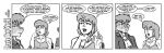  2024 anthro brave_new_world_(style_wager) breasts cheek_tuft chest_tuft cleavage clothed clothing comic dialogue duo ear_piercing english_text facial_tuft felid female greyscale human jacket leona_pryde lion mammal monochrome pantherine piercing sally_cooper shirt simple_background style_wager text topwear tuft 