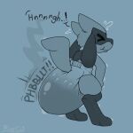  &gt;_&lt; 1:1 2024 anthro butt clothed clothing diaper diaper_only eyes_closed feces generation_4_pokemon hand_on_knee hand_on_leg hi_res monochrome nintendo onomatopoeia pokemon pokemon_(species) pushing riolu ritzcat smile soiling solo sound_effects speech_bubble stink_fumes stink_lines sweatdrop_(iconography) text topless 
