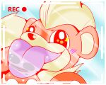  absurd_res ambiguous_gender ayylmao0129 blush camera camera_view canid canine canis domestic_dog feral generation_1_pokemon growlithe hi_res licking licking_screen mammal nintendo pokemon pokemon_(species) recording solo star tongue vore 