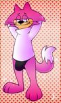  &lt;3 2016 3_toes anthro black_clothing black_nose cat choo-choo_(top_cat) clothed clothing collectollider colored digital_drawing_(artwork) digital_media_(artwork) feline fluffy fluffy_tail full-length_portrait fur half-closed_eyes huge_bulge looking_at_viewer male mammal multicolored_fur pattern_background pink_fur pinup plantigrade portrait pose shaded shirt signature simple_background skimpy smile solo standing tan_fur thong toes two_tone_fur white_clothing 