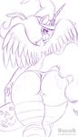  2016 anthro anthrofied blush butt clothing cutie_mark equine feathered_wings feathers female friendship_is_magic hair hat horn legwear long_hair looking_back mammal my_little_pony panties princess_luna_(mlp) rear_view solo striped_legwear stripes underwear weasselk winged_unicorn wings witch_hat 