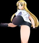  1girl asia_argento ass back blonde_hair green_eyes high_school_dxd long_hair panties smile solo standing upskirt white_panties 