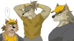  absurd_res another_eidos_of_dragon_vein_r anthro bandanna canid canine canis clothing ear_piercing ear_ring hair hi_res jackal kerchief long_hair male mammal piercing pollon_(anothereidos_r) ponytail raised_arms ring_piercing shirt side_view solo st4rsbucks topwear tying_hair 