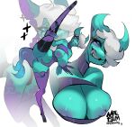  anthro big_breasts big_butt blue_eyes breasts butt domestic_pig dragon du_amae female fish huge_butt hybrid levi_athan_(mae_blooming) mammal marine mythological_creature mythological_scalie mythology neck_bow scalie shark smile solo suid suina sus_(pig) teeth thick_thighs wide_hips 