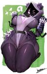 absurd_res anthro armor bear big_breasts breasts clothed clothing epic_games eye_scar facial_scar female fortnite front_view fur gauntlets gloves glowing glowing_eyes grey_body handwear hi_res hood kantan kneeling legwear leotard mammal partially_clothed purple_body purple_fur raven_team_leader scar skimpy small_waist solo thick_thighs thigh_highs
