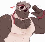 2024 anthro armpit_hair bandanna barazoku bear beard big_muscles big_pecs body_hair chest_hair chest_tuft eye_scar eyebrow_scar eyebrows facial_hair facial_scar fur gesture giant_panda grey_hair hair hairy half-length_portrait hi_res icon kerchief looking_at_viewer male mammal manly mature_male mrpandhew multicolored_body multicolored_fur muscular muscular_male mustache one_eye_closed pandhew pecs portrait salute scar solo thick_eyebrows tuft wink