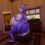  3d_(artwork) animatronic anonymousfm anthro ball balls belly big_belly big_breasts big_butt breasts butt digital_media_(artwork) exercise exercise_ball fan_character five_nights_at_freddy&#039;s genitals hair herm hi_res huge_breasts huge_butt huge_thighs humanoid_genitalia humanoid_penis hyper hyper_butt intersex lagomorph leporid looking_at_viewer machine mammal nipples nude open_mouth penis pregnant pregnant_anthro rabbit robot scottgames sitting sitting_on_ball smile solo thick_thighs wide_hips workout 