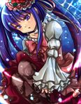  blue_eyes blue_hair bow dress furudo_erika gouda_nagi hair_ornament pantyhose ribbon ribbons twintails umineko_no_naku_koro_ni 