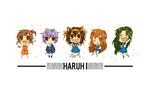  animal_ears asahina_mikuru chibi kyon_no_imouto nagato_yuki seifuku suzumiya_haruhi suzumiya_haruhi_no_yuuutsu tail tsuruya white 