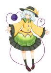  absurdres blush closed_eyes eyes full_body green_hair hands happy hat heart heart_of_string highres komeiji_koishi outstretched_arms outstretched_hand ribbon shiro_tsugumi short_hair smile solo spread_arms standing touhou transparent_background 