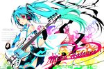  aqua_hair bad_id bad_pixiv_id bass_guitar blue_hair detached_sleeves english fingerless_gloves gloves gradient_hair hatsune_miku headphones instrument long_hair midriff multicolored_hair nail_polish navel red_nails shirokitsune skirt solo thighhighs twintails vocaloid 