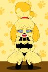  2017 2019 animal_crossing butt canine clothing collar colored dog dongitos edit female footwear hair_bow hair_ribbon hi_res high_heels hypnosis isabelle_(animal_crossing) line_art looking_at_viewer mammal mind_control nintendo open_mouth panties paws preggiepie_(artist) ribbons shih_tzu shoes short_stack solo spread_legs spreading thick_thighs underwear video_games 