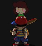  baseball_bat blood chara_(undertale) clothed clothing crossover duo earthbound_(series) hair hat human mammal ness nintendo not_furry standing undertale video_games 