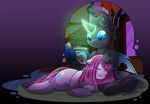  2016 book changeling daring_do_(mlp) duo equine female friendship_is_magic glowing horn horse lying magic male mammal my_little_pony pinkamena_(mlp) pinkie_pie_(mlp) pony vavacung 