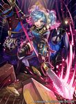  blue_hair boots bow company_name fire_emblem fire_emblem_cipher fire_emblem_if gloves hair_over_one_eye horse lance lantern long_hair matsurika_youko multicolored_hair official_art open_mouth pieri_(fire_emblem_if) pink_hair polearm short_twintails smile solo spear teeth thigh_boots thighhighs twintails two-tone_hair weapon zettai_ryouiki 