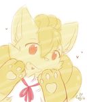  &lt;3 canine cute espy female fox looking_at_viewer mammal nintendo open_mouth paws pok&eacute;mon red_eyes ribbons simple_background video_games vulpix white_background 