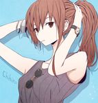  brown_eyes brown_hair earrings jewelry long_hair ryuga_(balius) sleeveless solo sunglasses tank_top watch 