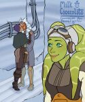 ahsoka_tano alien boots breasts female female/female green_body green_skin group hair hera_syndulla hi_res human humanoid kissing lekku_(anatomy) mammal milk_cioccolato purple_hair sabine_wren short_hair smile star_wars star_wars_rebels togruta trio twi&#039;lek