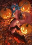  breasts canine female food fox fruit fur jack_o&#039;_lantern looking_at_viewer mammal nude orphen-sirius pink_fur pinup pose pumpkin pussy side_boob solo takimi 
