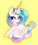  crown cutie_mark equine feral friendship_is_magic fur gold_(metal) hair horn horse hungrysohma16 mammal multicolored_hair my_little_pony pony princess_celestia_(mlp) purple_eyes royalty simple_background smile white_fur winged_unicorn wings 
