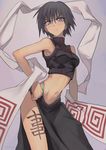  armpits black_hair blue_eyes breasts crop_top fushoku houshin_engi midriff navel ou_kijin short_hair small_breasts solo tattoo 