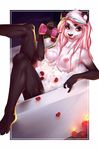  2016 5_fingers anthro areola armpits bath bear black_nose breasts candle eyebrows female hair junebuq looking_at_viewer mammal nipples nude open_mouth panda pink_areola pink_nipples red_eyes sitting solo teeth tongue 