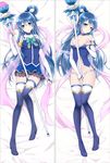  aqua_(konosuba) areola_slip areolae bakugadou bangs bare_shoulders bed_sheet between_legs blue_bow blue_eyes blue_footwear blue_hair blush boots bow bow_panties breasts cleavage closed_mouth collarbone dakimakura elbow_gloves eyebrows eyebrows_visible_through_hair fingerless_gloves full_body gloves groin holding kono_subarashii_sekai_ni_shukufuku_wo! long_hair looking_at_viewer lying medium_breasts multiple_views no_pants off_shoulder on_back panties pantyshot pantyshot_(lying) pink_bow thigh_boots thighhighs underwear white_panties 