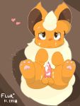  &lt;3 &lt;3_eyes 3_toes :s after_sex anus balls begging begging_pose blush brown_background canine chest_tuft cum cum_on_face cum_on_penis eeveelution erection feral flareon fluffy fluffy_ears fluffy_tail flurfuchs fur green_eyes hindpaw knot legs_up long_ears looking_at_viewer lying male mammal missionary_position nintendo nude on_back orange_fur pawpads paws penis pink_pawpads pink_penis pok&eacute;mon pok&eacute;mon_(species) sex shy simple_background solo spread_legs spreading toes tuft video_games 