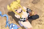  1girl blonde_hair breasts cleavage fairy_tail gaston18 happy_(fairy_tail) large_breasts lucy_heartfilia 