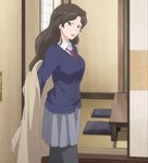  amaama_to_inazuma blazer brown_hair lida_megumi lipstick milf pantyhose school_uniform stitched 