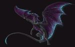  aaros_(artist) ambiguous_gender black_background claws curved_horn dragon feral horn long_tail membranous_wings nude simple_background solo sprrad_wings wings 