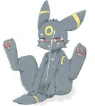  anthro balls blush cub cum cum_on_chest cum_on_face cum_on_own_face cum_on_self cumshot eeveelution ejaculation hands-free looking_at_viewer male nanashi_(pixiv) nintendo open_mouth orgasm penis pok&eacute;mon red_eyes simple_background solo spread_legs spreading umbreon video_games white_background young 