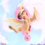  2016 angry blush cloud crying cutie_mark equine fangs feathered_wings feathers female feral fluttershy_(mlp) flying friendship_is_magic fur hair mammal miokomata my_little_pony open_mouth outside pegasus pink_hair pink_tail solo spread_wings teal_eyes tears teeth tongue wings yellow_fur 