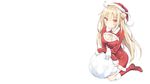  blonde_hair blush breasts brown_eyes christmas cleavage hat long_hair mashiro peko photoshop sakura-sou_no_pet_na_kanojo santa_costume santa_hat scan shiina_mashiro white 