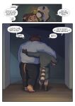  2_panel_comic absurd_res aldrich_haynes_(thepurp) anthro clothed clothing comic dialogue digital_media_(artwork) duo english_text eyewear felid forehead_kiss fur glasses hi_res hudson_(thepurp) lion male mammal muscular muscular_anthro muscular_male onomatopoeia pantherine procyonid raccoon robe robe_only sound_effects speech_bubble text thepurp 