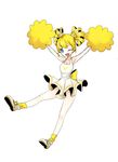  blonde_hair blue_eyes cheerleader dancing fang gen_7_pokemon miyako0306 one_eye_closed oricorio personification pokemon pom_poms shoes short_hair skirt sneakers socks solo twintails 