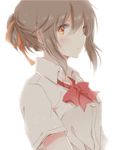  brown_eyes brown_hair hiro_(hirohiro31) kimi_no_na_wa miyamizu_mitsuha profile short_hair simple_background solo upper_body 