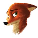  anthro canine disney fox gren_eyes headshot_portrait looking_at_viewer male mammal nick_wilde portrait sad simple_background solo sprinkah white_background zootopia 