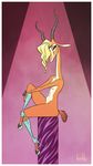  antelope artbirchly_(artist) blonde_hair censored clothing disney female footwear gazelle gazelle_(zootopia) hair looking_at_viewer mammal nude pose simple_background solo zootopia 