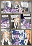  2016 armpits clothed clothing comic cutie_mark dialogue duo english_text equine fan_character feathered_wings feathers female feral friendship_is_magic fur green_eyes hair hi_res horn horse human hybrid lying mammal mascara_(oc) massage monochrome multicolored_hair my_little_pony pencils_(artist) pillow pony purple_eyes purple_fur purple_hair smile text twilight_sparkle_(mlp) winged_unicorn wings 