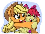  2016 apple_bloom_(mlp) applejack_(mlp) duo equine female freckles friendship_is_magic horse hug latecustomer mammal my_little_pony pony sibling sisters 