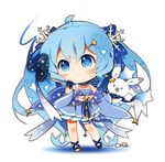  absurdly_long_hair blue_eyes blue_hair bunny chibi detached_sleeves fingerless_gloves gloves hair_ornament hairclip hatsune_miku long_hair mao_yu one_eye_closed skirt snowflakes star_night_snow_(vocaloid) twintails very_long_hair vocaloid yuki_miku yukine_(vocaloid) 