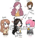  ahoge blush closers hana_yoo harem heart jeongmi_woo korean long_hair lowres multiple_girls open_mouth pink_hair seulbi_lee short_hair smile song_euni translated tsundere yandere yuri yuri_seo 