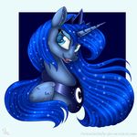  2016 blue_eyes blue_hair crown equine female friendship_is_magic hair horn jewelry mammal my_little_pony necklace portrait princess_luna_(mlp) solo swanlullaby winged_unicorn wings 