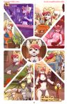 anthro blonde_hair blue_eyes breasts camera canid canine canis comic domestic_dog elie-s_den female hair husky linahusky mammal montage nordic_sled_dog pink_hair solo spitz working