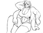  anthro bear big_breasts breasts clothing female mammal multi_arm multi_limb muscular polar_bear pzowned shorts simple_background sitting solo 