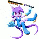  2016 animated anthro armpits breasts clothed clothing dragon female freedom_planet goshaag hair mammal sash_lilac simple_background solo video_games 