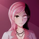  3000yen bad_id bad_pixiv_id breasts brown_eyes brown_hair cleavage heterochromia light_smile medium_breasts neo_(rwby) pink_eyes pink_hair portrait raised_eyebrows rwby solo 