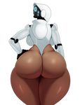  1girl armor ass butt_crack cyborg eric_lowery from_behind haydee_(game) haydee_(haydee) helmet highres huge_ass pantyhose solo thick_thighs thighs white_background wide_hips 