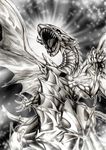  commentary_request dragon duel_monster highres large_wings monochrome no_humans sharp_teeth sinpardox solo teeth wings yuu-gi-ou yuu-gi-ou_duel_monsters 